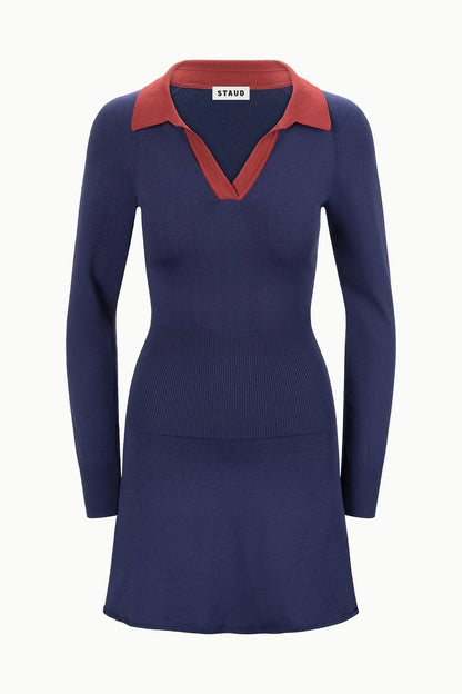 Gene Dress Navy Sangria | STAUD Featured