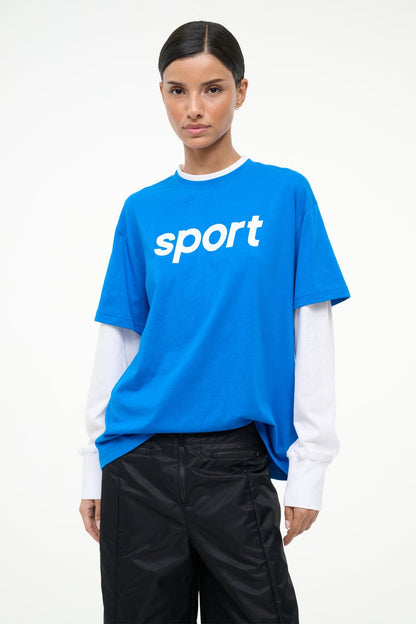 Junior Long Sleeve Tee Varsity Blue White | STAUD Sale