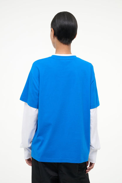 Junior Long Sleeve Tee Varsity Blue White | STAUD Sale