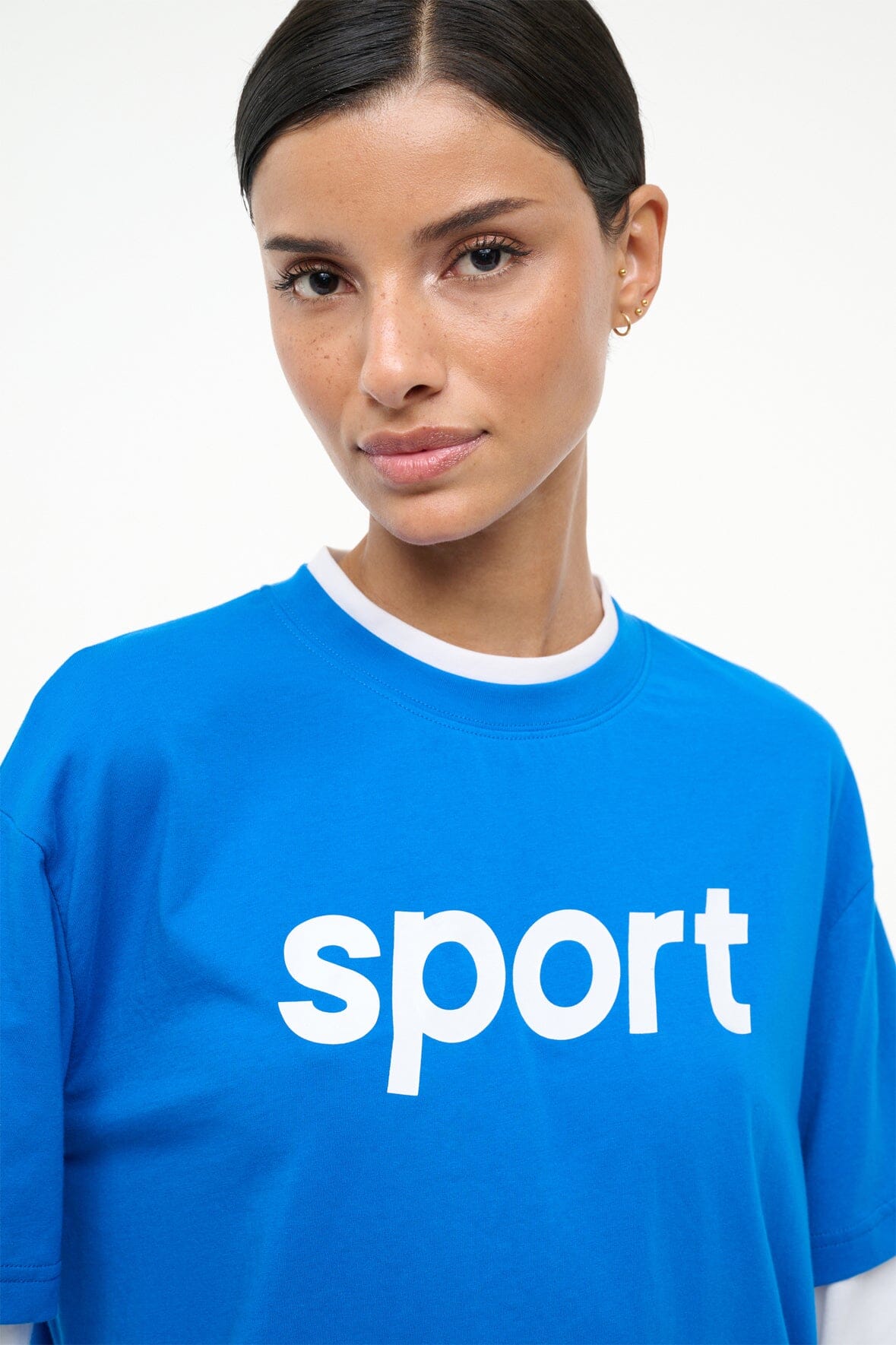 Junior Long Sleeve Tee Varsity Blue White | STAUD Sale