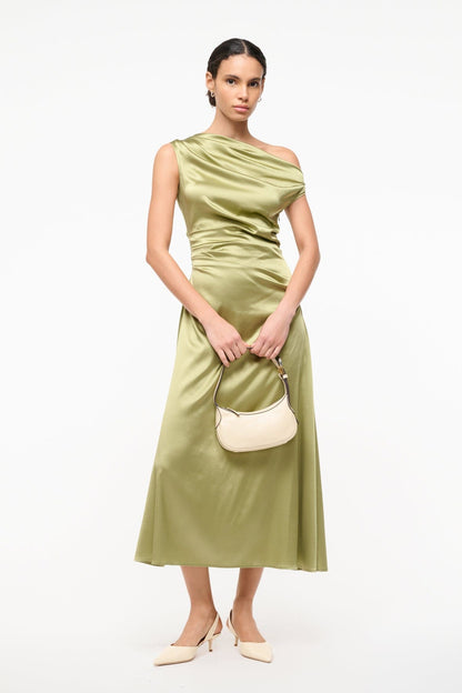 Phare Silk Dress Moss | STAUD Hot Sale