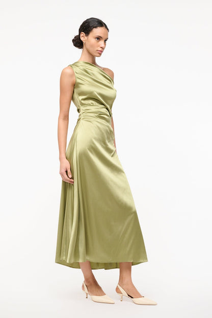 Phare Silk Dress Moss | STAUD Hot Sale