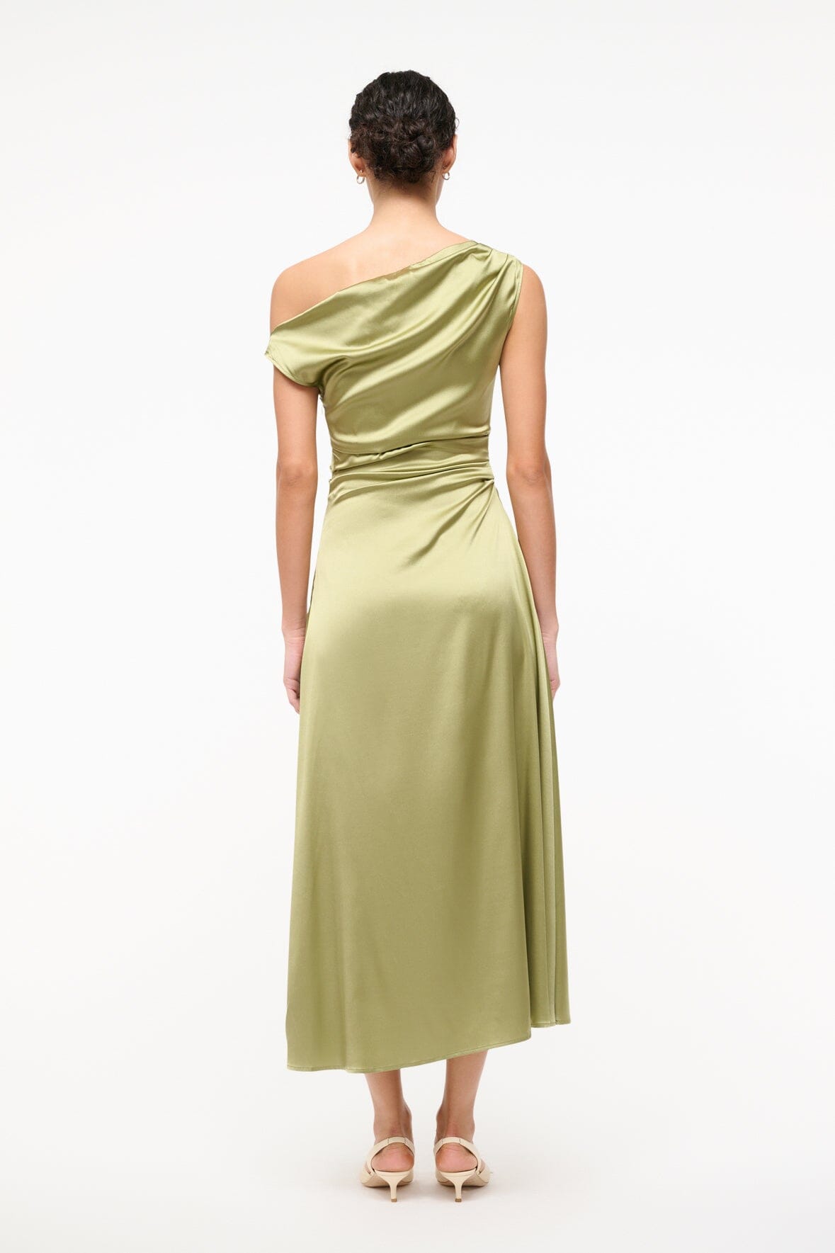 Phare Silk Dress Moss | STAUD Hot Sale