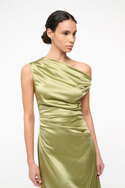 Phare Silk Dress Moss | STAUD Hot Sale