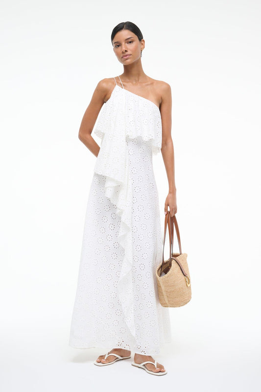 Isa Dress White Eyelet | STAUD Best Seller