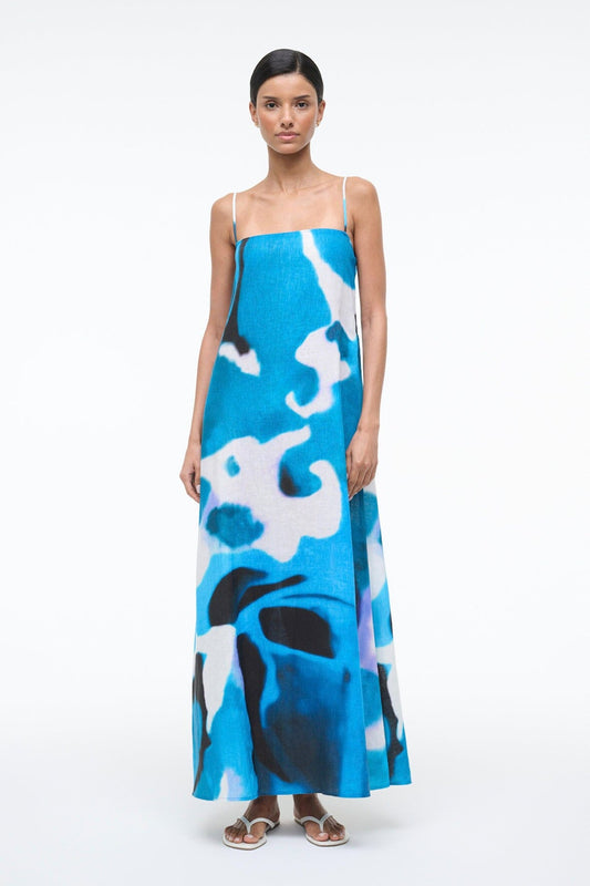 Laura Linen Dress Blue Haze | STAUD Smart Buy