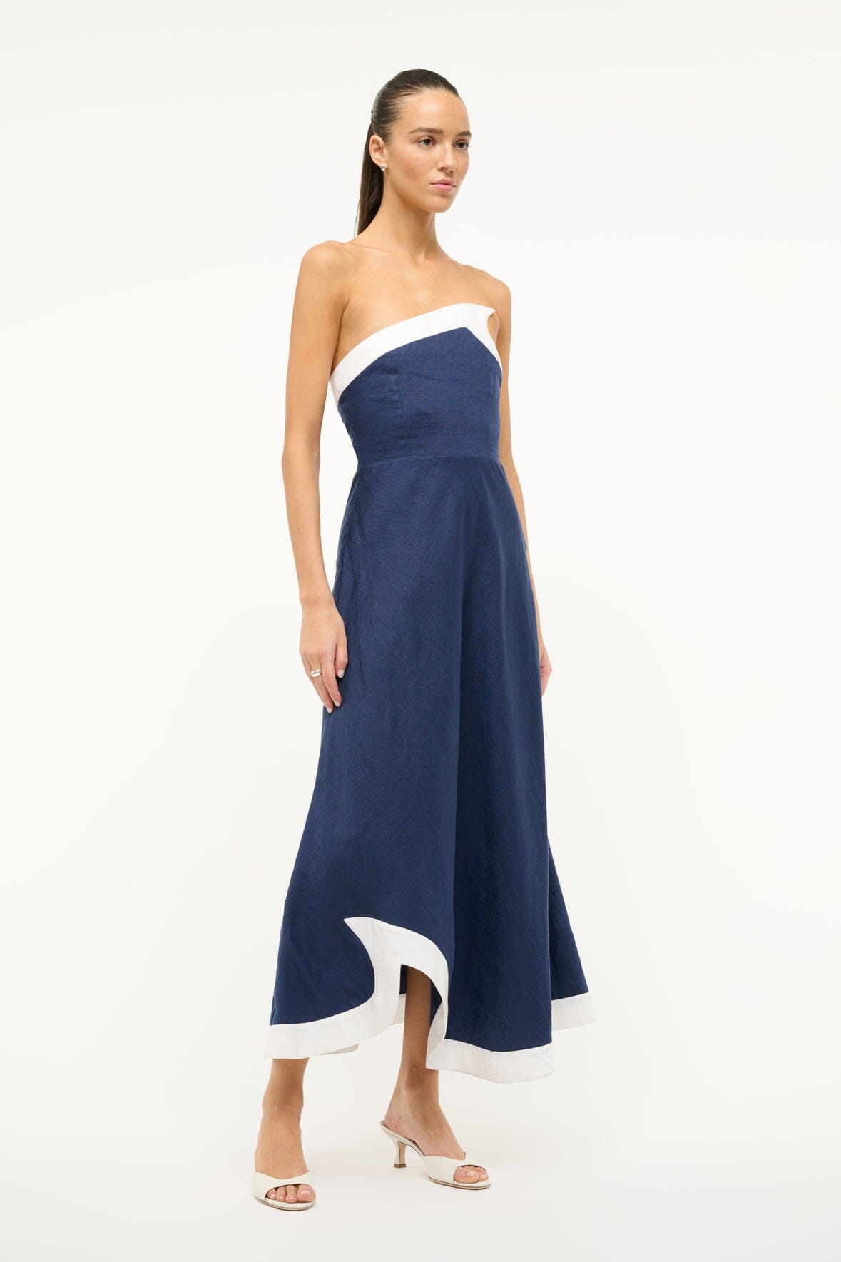 Sirani Dress Navy White | STAUD Discount