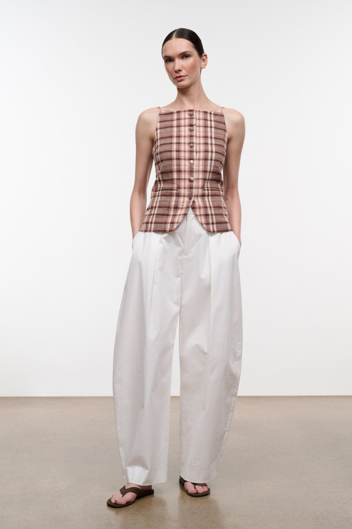 Una Top Tuscany Plaid | STAUD Discount