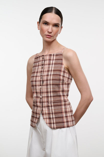 Una Top Tuscany Plaid | STAUD Discount
