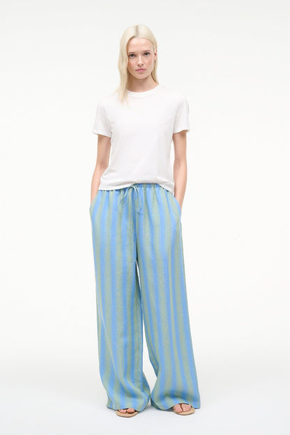 Mateo Linen Pant Seaport Stripe | STAUD Sale