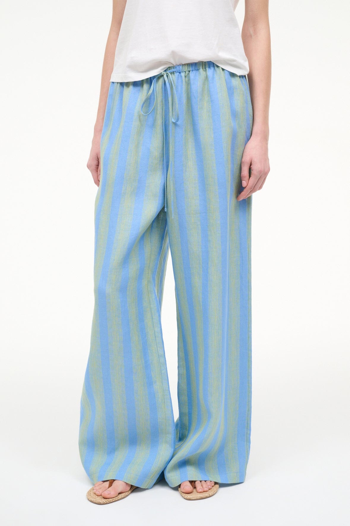 Mateo Linen Pant Seaport Stripe | STAUD Sale