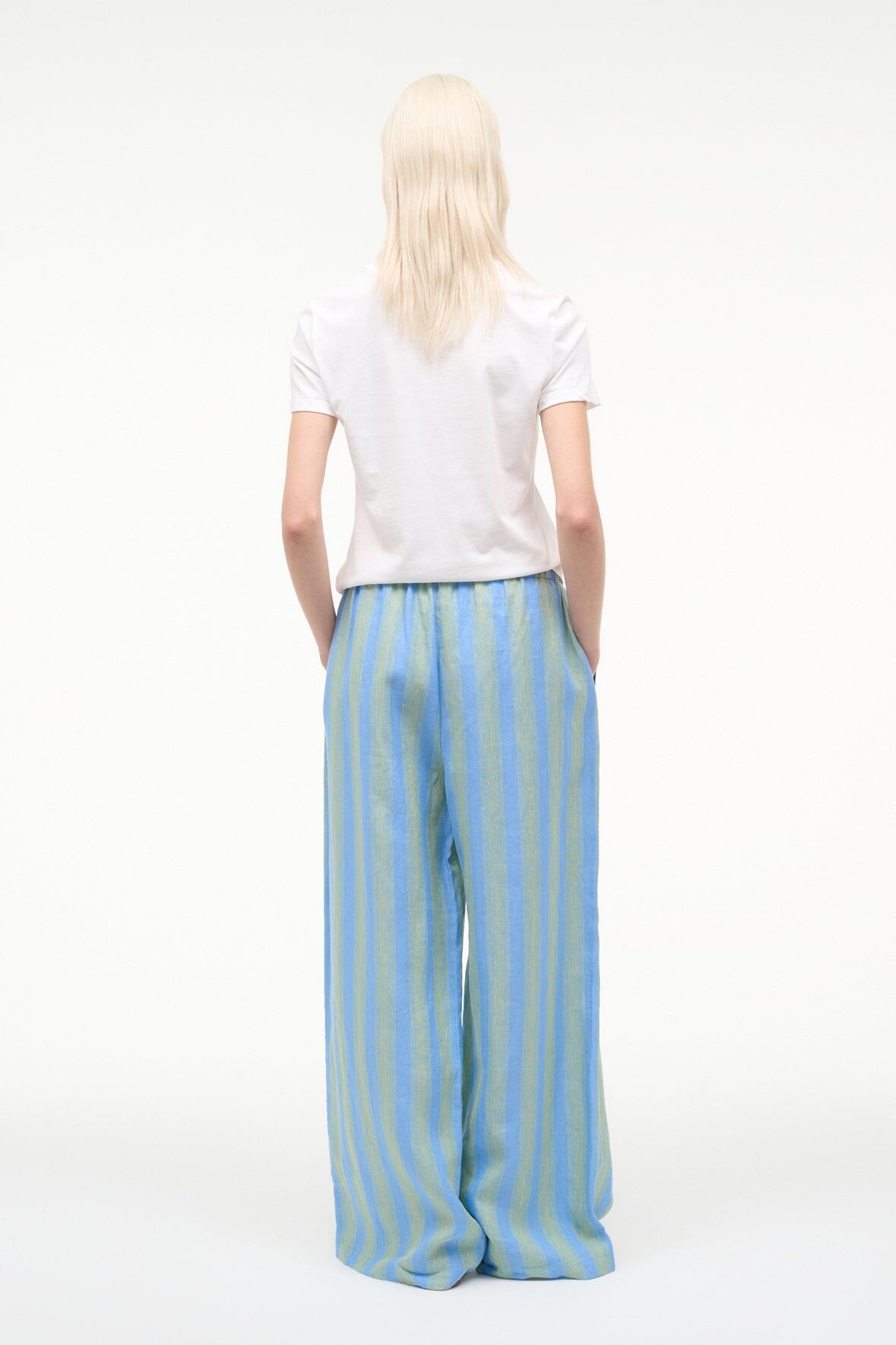 Mateo Linen Pant Seaport Stripe | STAUD Sale