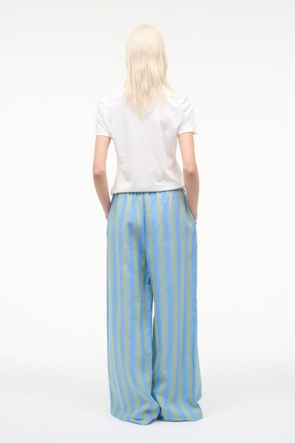 Mateo Linen Pant Seaport Stripe | STAUD Sale