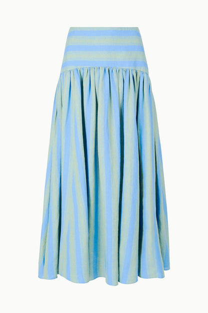 Procida Linen Skirt Seaport Stripe | STAUD Latest