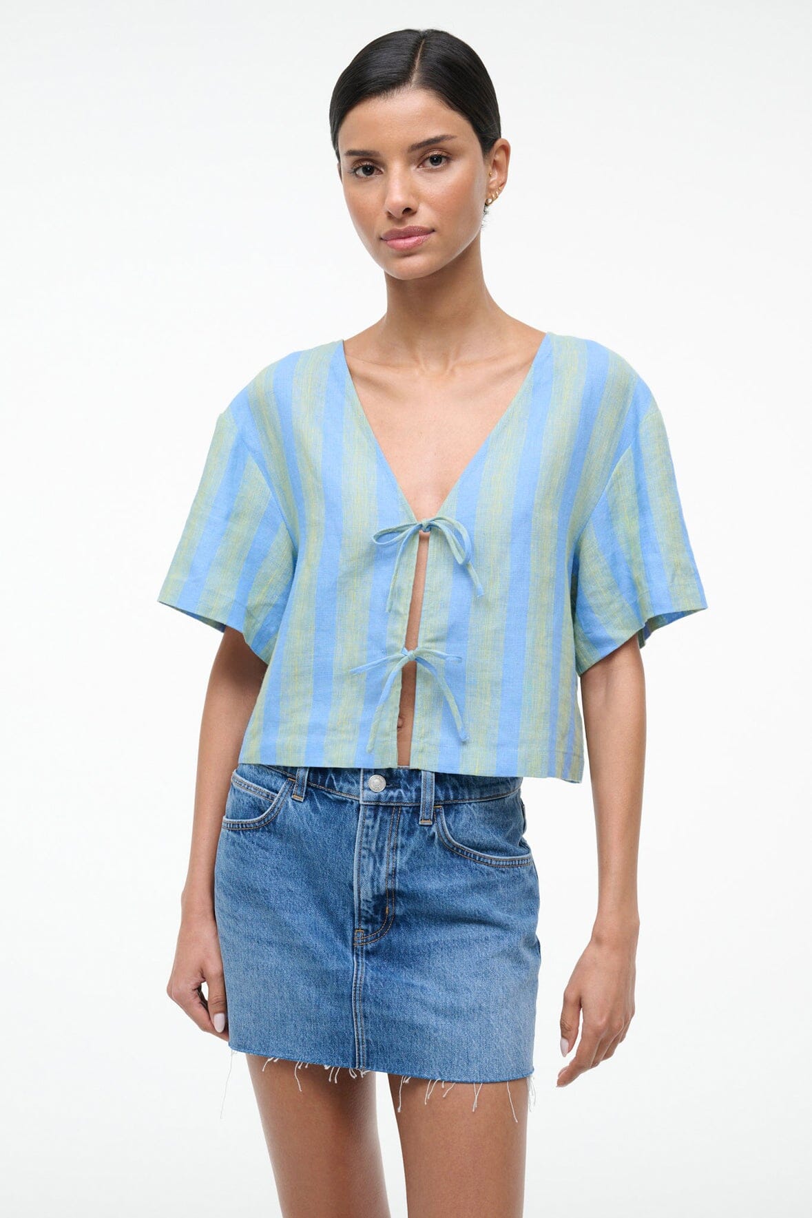 Ava Linen Top Seaport Stripe | STAUD Quality