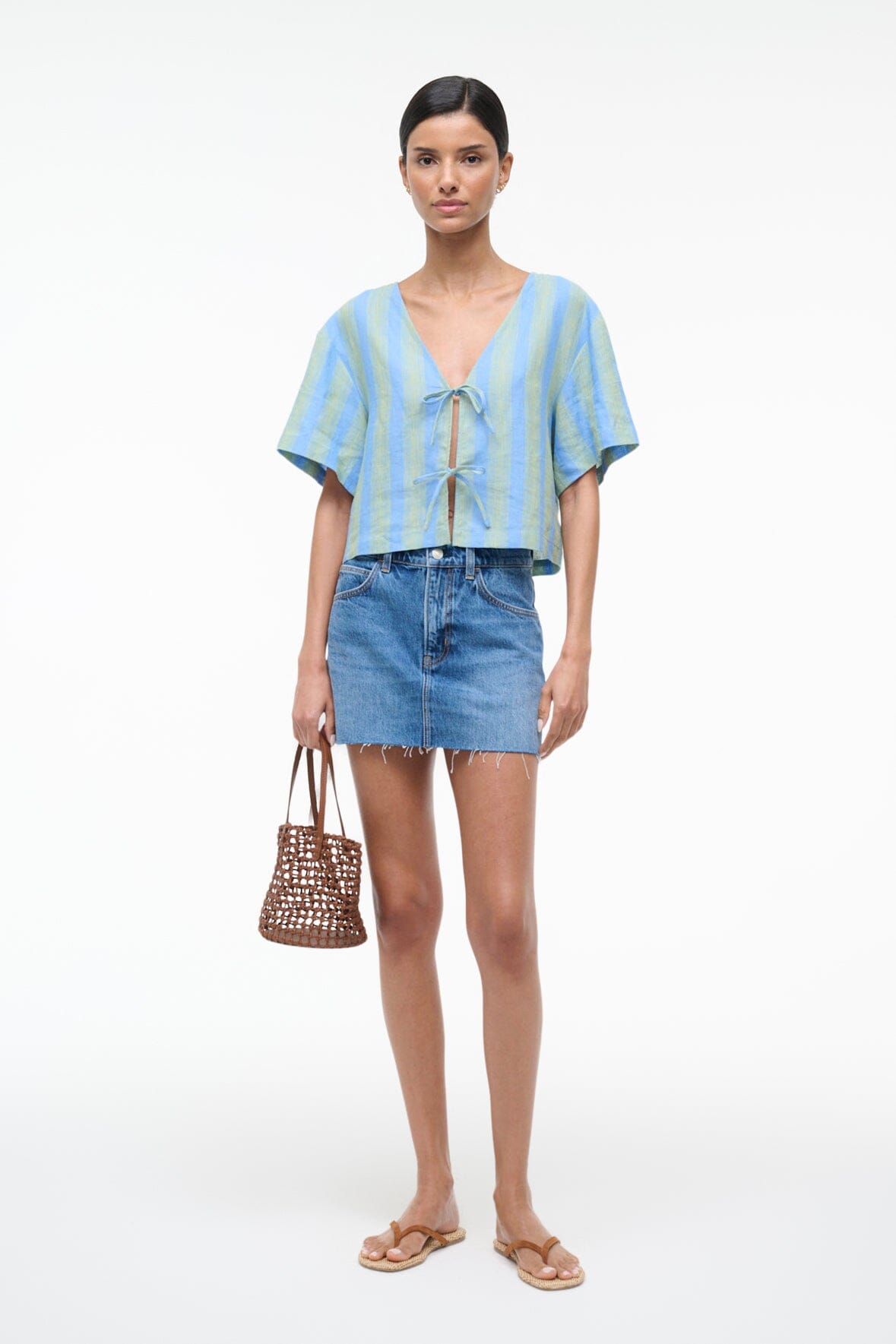 Ava Linen Top Seaport Stripe | STAUD Quality