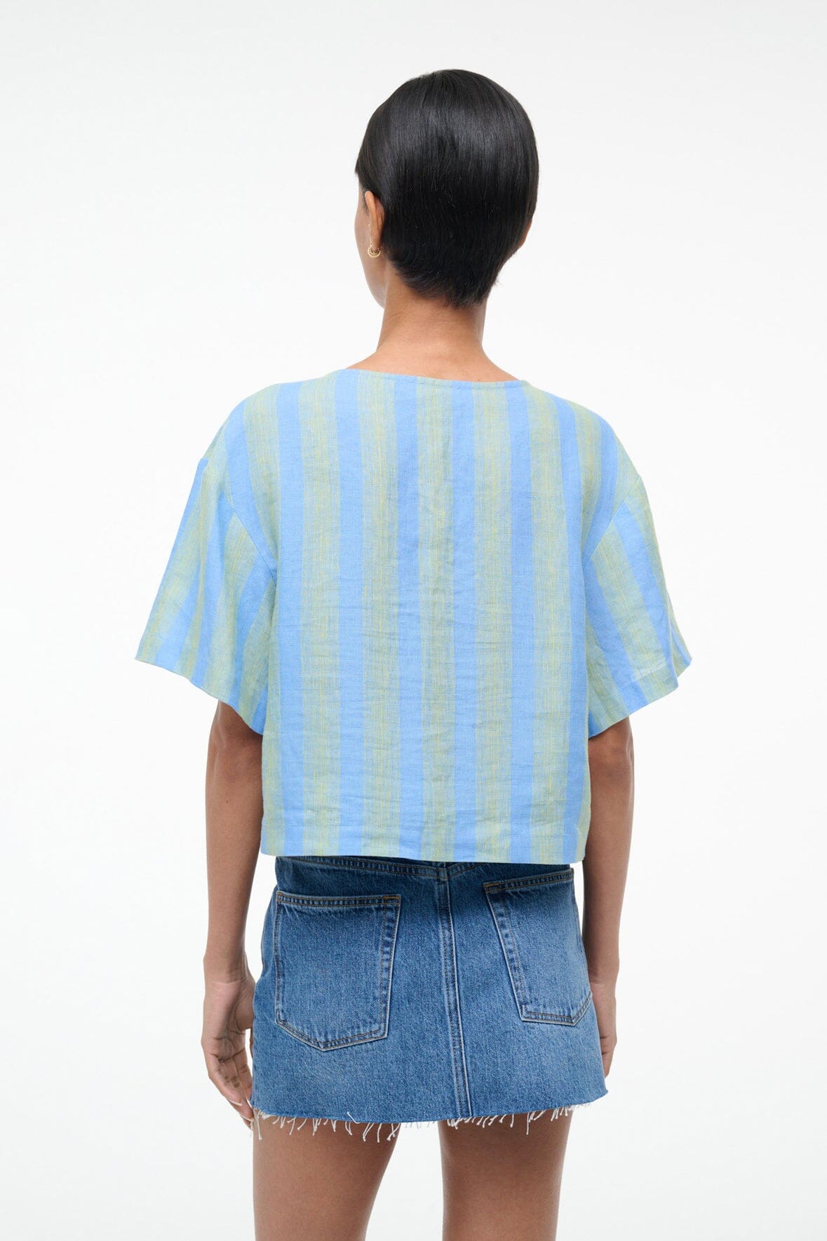 Ava Linen Top Seaport Stripe | STAUD Quality