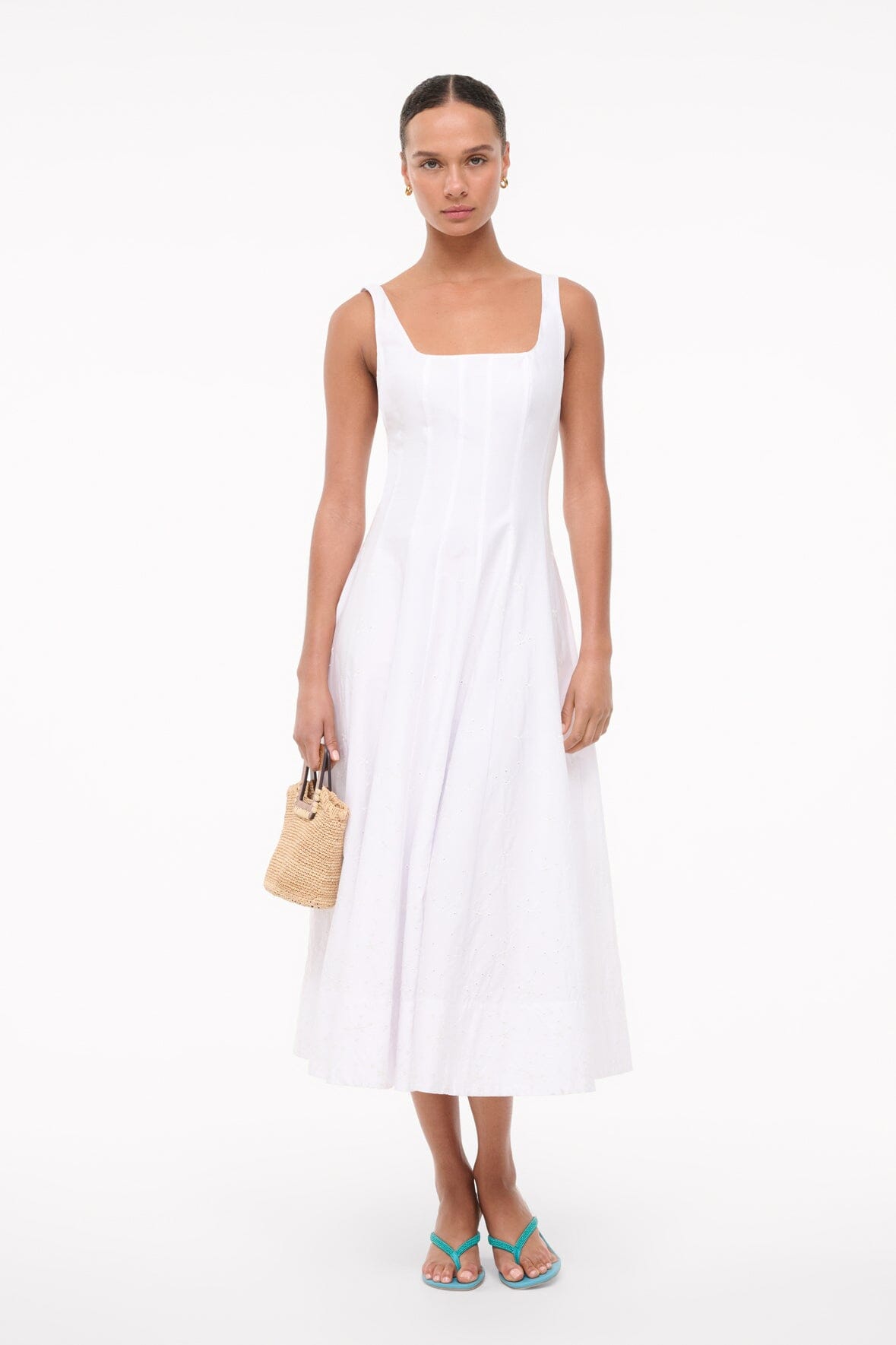 Wells Dress White Embroidery | STAUD Discount